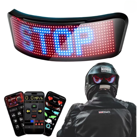 Luz LED para casco con pantalla personalizable