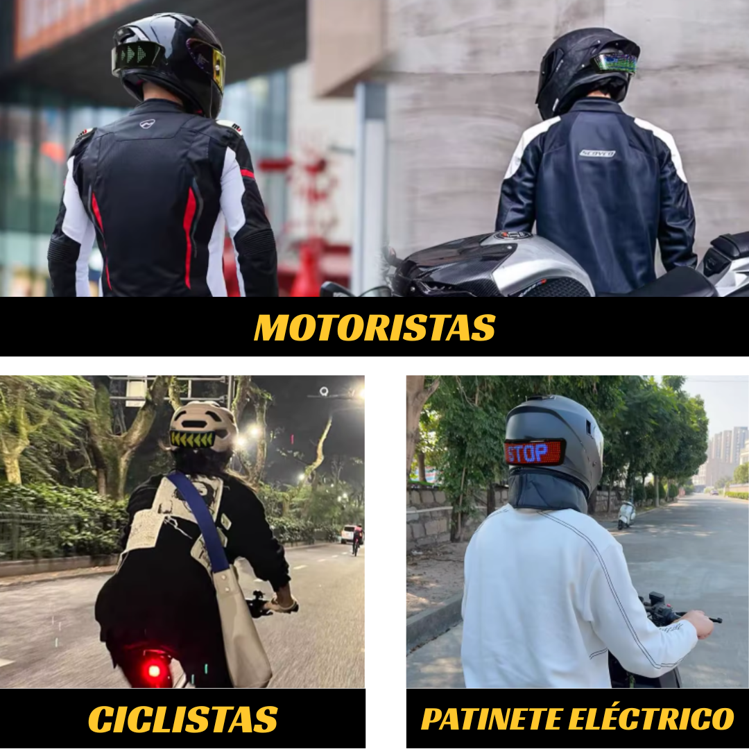 Luz LED para casco con pantalla personalizable
