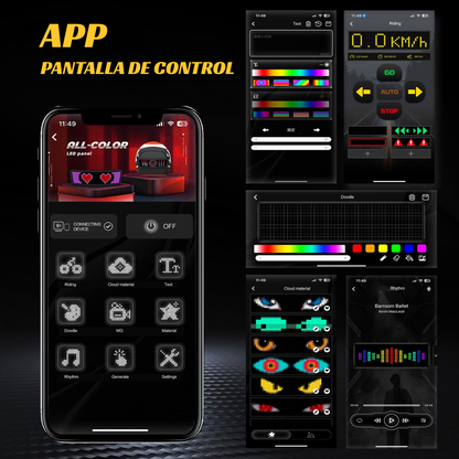 Luz LED para casco con pantalla personalizable