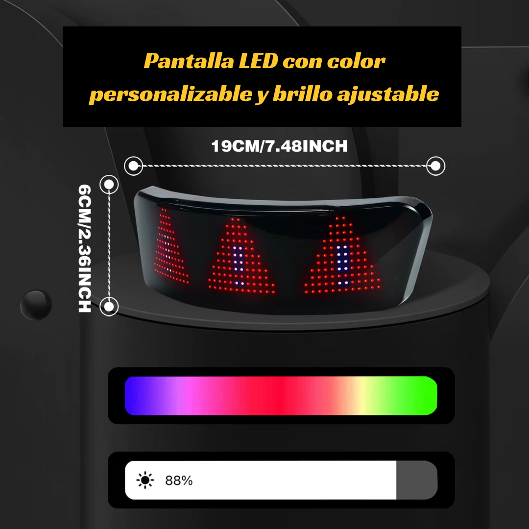 Luz LED para casco con pantalla personalizable